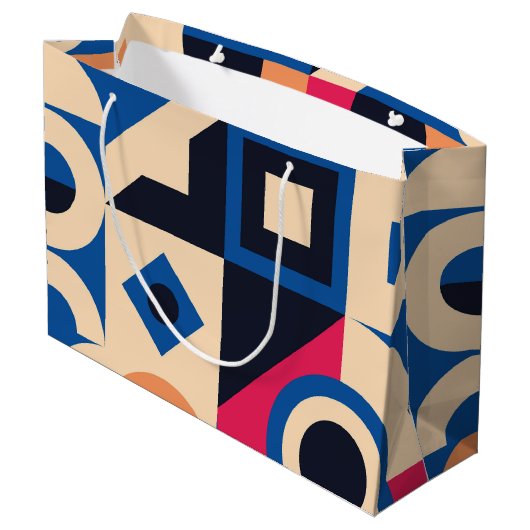 Farbkreisgeometrie Große Geschenktüte (Rückseite Schrägansicht)
