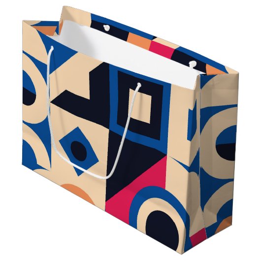 Farbkreisgeometrie Große Geschenktüte (Vorderseite Schrägansicht)