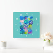 Farbkreismuster abstrakte Kunst coole Farbe Quadratische Wanduhr (Zuhause)