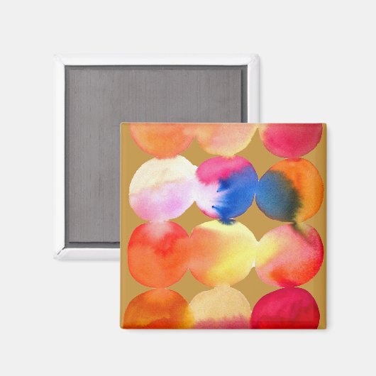 Farbkreismuster abstrakte Kunst, warme Farbe Magnet (Vorderseite/Rückseite)