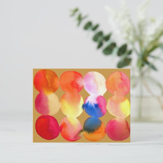 Farbkreismuster abstrakte Kunst, warme Farbe Postkarte (Stehend Vorderseite)