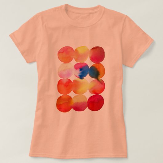 Farbkreismuster abstrakte Kunst, warme Farbe T-Shirt (Design vorne)