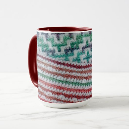 Farbkronenmuster Maroon und Weiß Tasse (Vorderseite Links)
