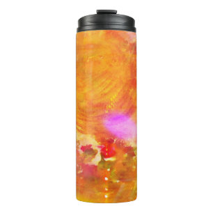 Farbkunst nahtloser Hintergrund gelb, orange Thermosbecher