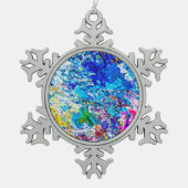 Farbkunst Schneeflocken Zinn-Ornament (Vorderseite)