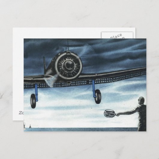 Farbkunst Vintager Luftfahrzeuge Postkarte (Vorne/Hinten)