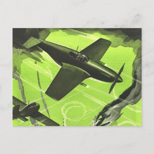 Farbkunst Vintager Luftfahrzeuge Postkarte (Vorderseite)