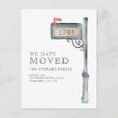 Farblackierte Mailbox Wasserfarbe neue Zuhause bew Ankündigungspostkarte (Vorderseite)