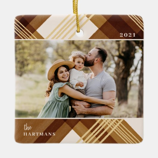 Farblackierte Wasserfarbe Bernsteinfarbenes Karier Keramikornament (Vorderseite)