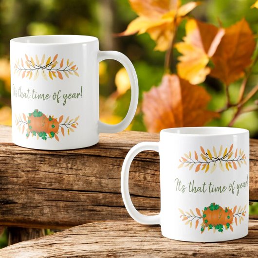Farbleaf-Grenzen im Herbst und Pumpkins Kaffeetasse