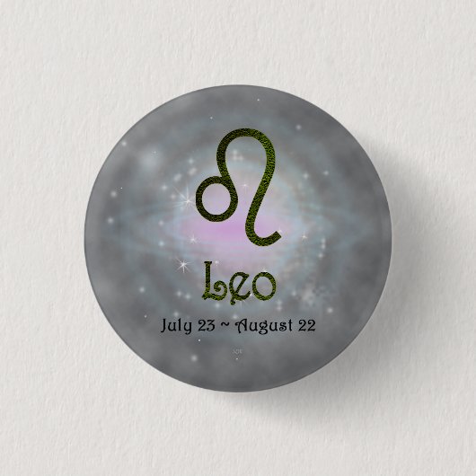 Farbleder Zodiac Astrologisches Zeichen Button (Vorderseite)