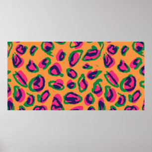 Farbleoparden-Illustrationstafel Poster