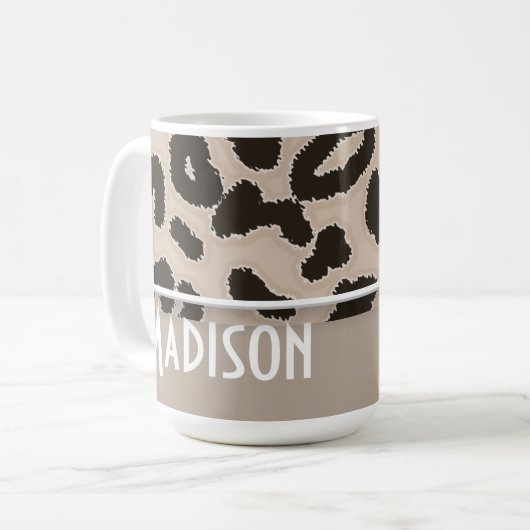 Farbleopardendruck von Mandeln; Personalisiert Kaffeetasse (Vorderseite Links)