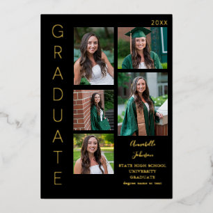 Farbleuchte - Schwarzes Graduieren 6 Multi-Foto Folieneinladung