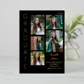 Farbleuchte - Schwarzes Graduieren 6 Multi-Foto Folieneinladung (Stehend vorne)