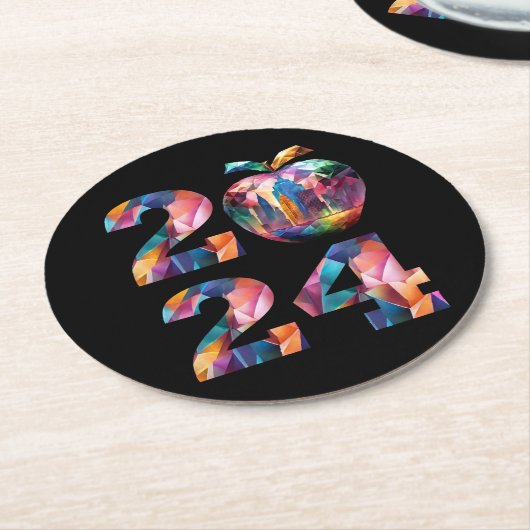 Farblich-2024 Party- Runder Pappuntersetzer (Angewinkelt)