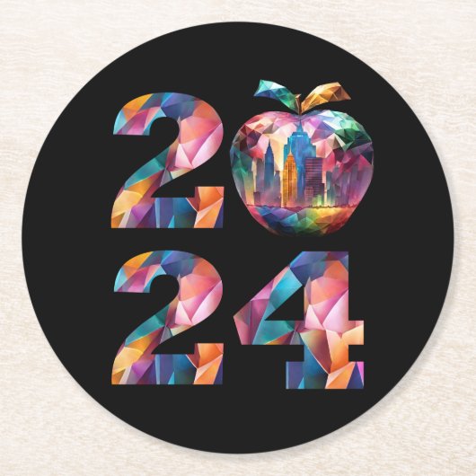 Farblich-2024 Party- Runder Pappuntersetzer (Vorderseite)