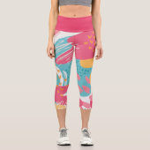 Farblich Abstrakt Capri Leggings (Vorderseite)