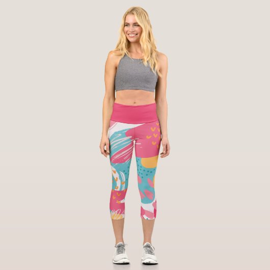 Farblich Abstrakt Capri Leggings (Vorderseite)