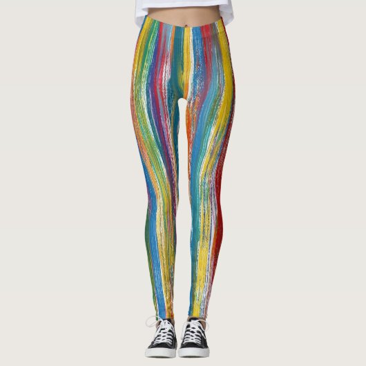 Farblich Abstrakt: Digitale Ölgemälde Leggings (Vorderseite)