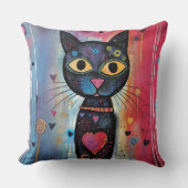 Farblich Abstrakt gelbes Mit Augen Katzenwirbel Ki Kissen (Vorderseite)