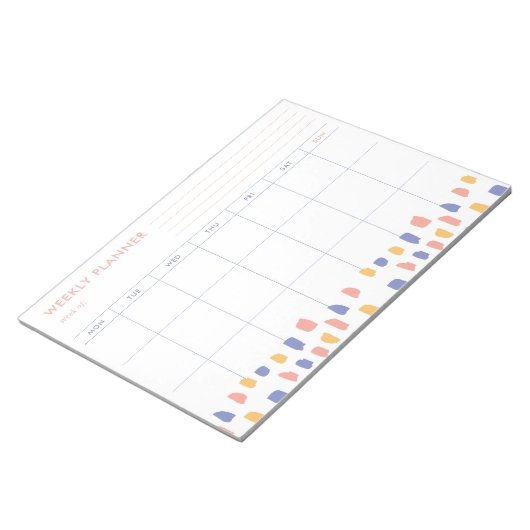 Farblich Abstrakt | Modernes Wochenplaner Notepad Notizblock (angewinkelt)