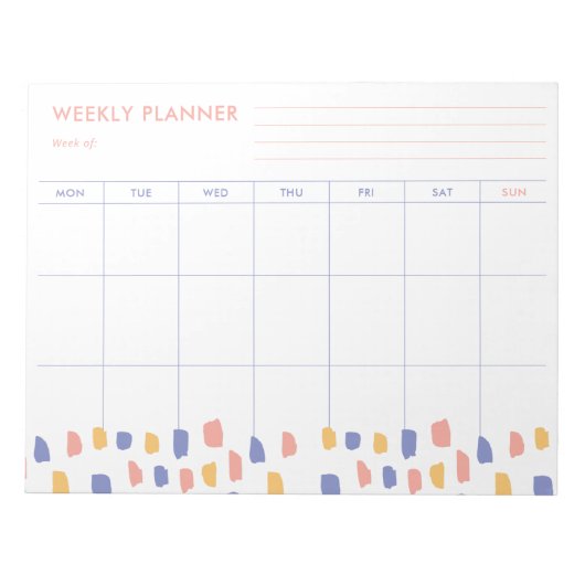 Farblich Abstrakt | Modernes Wochenplaner Notepad Notizblock (Vorderseite)
