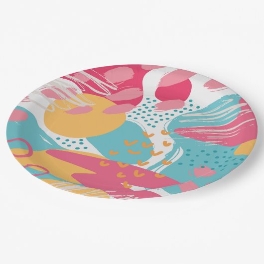 Farblich Abstrakt Pappteller (Schrägansicht)