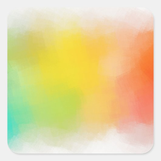 Farblich Abstrakt rosa, gelbgelb orange Quadratischer Aufkleber (Vorderseite)