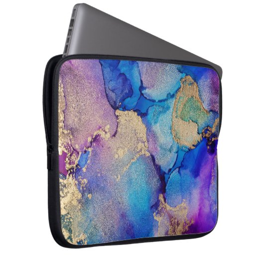 Farblich Abstrakt: Texturierte Ölgemälde. Laptopschutzhülle (Vorne Rechts)