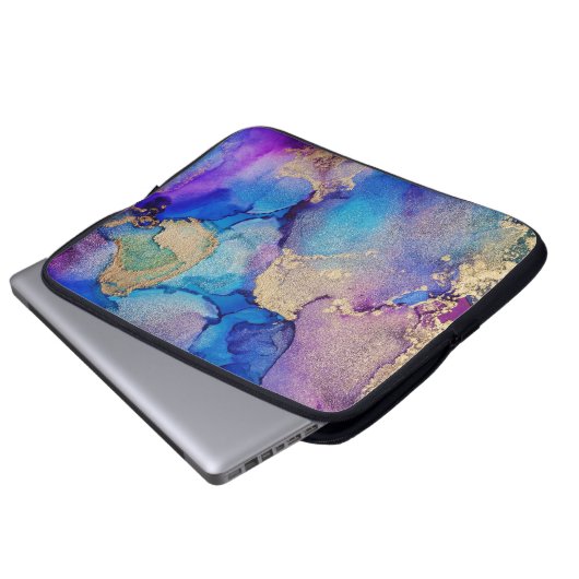 Farblich Abstrakt: Texturierte Ölgemälde. Laptopschutzhülle (Vorne Knopf)