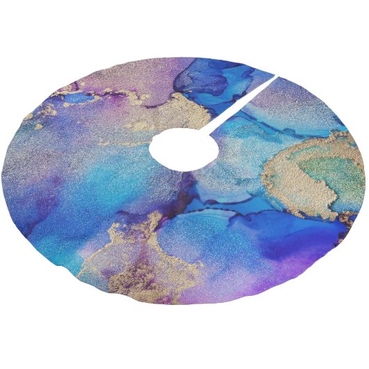 Farblich Abstrakt: Texturierte Ölgemälde. Polyester Weihnachtsbaumdecke (Schrägansicht)