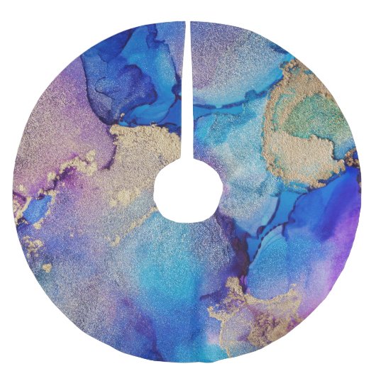 Farblich Abstrakt: Texturierte Ölgemälde. Polyester Weihnachtsbaumdecke (Vorderseite)