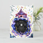 Farblich angepasster Zirkus Geburtstag Einladung (Stehend Vorderseite)