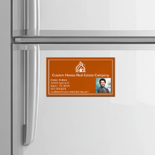 Farblich auf Orange abgestimmte Immobilienfirma Ma Magnetische Visitenkarte