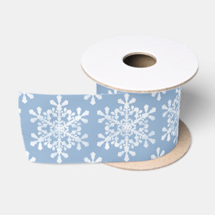 Farblich bearbeitbare blaue und weiße Schneeflock Satinband