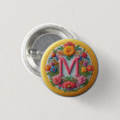 Farblich besticktes Alphabet-Design Button (Vorne & Hinten)