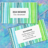 Farblich blaugrüne Minimalistische Streifen handge Visitenkarte