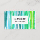 Farblich blaugrüne Minimalistische Streifen handge Visitenkarte (Vorderseite)