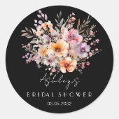 Farblich, Blume Bouquet Brautparty Runder Aufkleber (Vorderseite)
