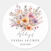 Farblich, Blume Bouquet Brautparty Runder Aufkleber (Vorderseite)