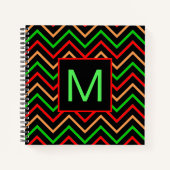 Farblich Cool Zickzack auf Schwarz-Monogramm Notizblock (Vorderseite)