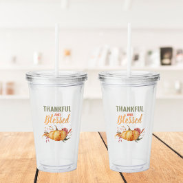 Farblich dankbar und gesegnet mit Kürbisgeschenk Acryltrinkbecher