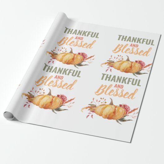 Farblich dankbar und gesegnet mit Kürbisgeschenk Geschenkpapier (Ungerollt)