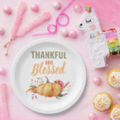 Farblich dankbar und gesegnet mit Kürbisgeschenk Pappteller (Party)
