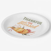 Farblich dankbar und gesegnet mit Kürbisgeschenk Pappteller (Schrägansicht)