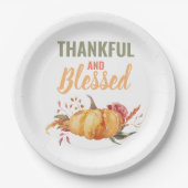 Farblich dankbar und gesegnet mit Kürbisgeschenk Pappteller (Vorderseite)