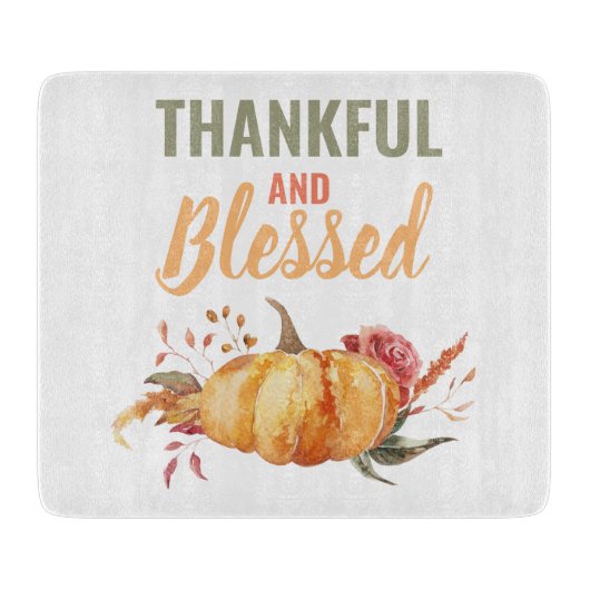 Farblich dankbar und gesegnet mit Kürbisgeschenk Schneidebrett (Vorderseite)