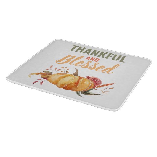 Farblich dankbar und gesegnet mit Kürbisgeschenk Schneidebrett (Ecke)