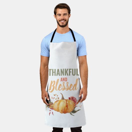 Farblich dankbar und gesegnet mit Kürbisgeschenk Schürze (Getragen)